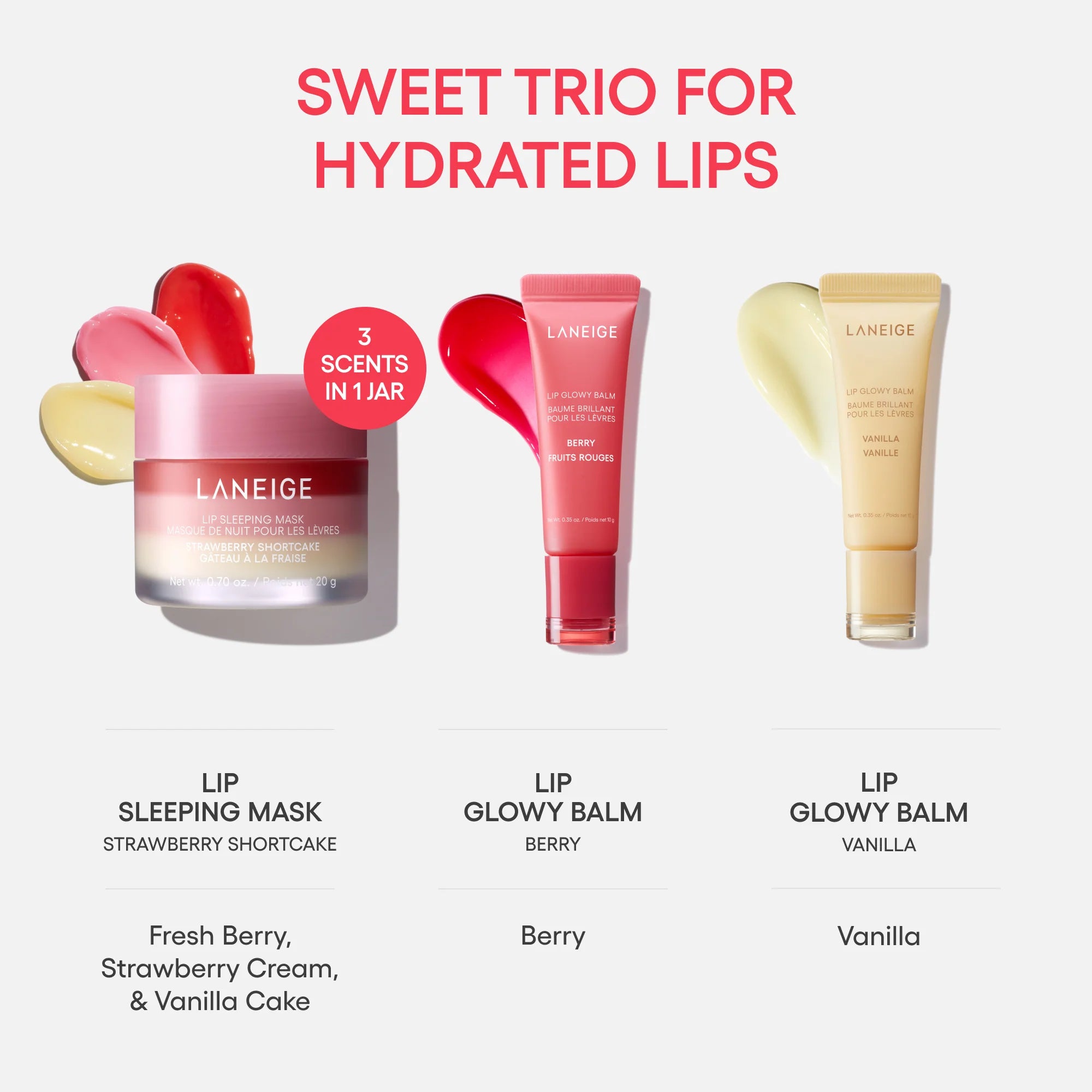 Laneige Berry Sweet Lip Trio Set