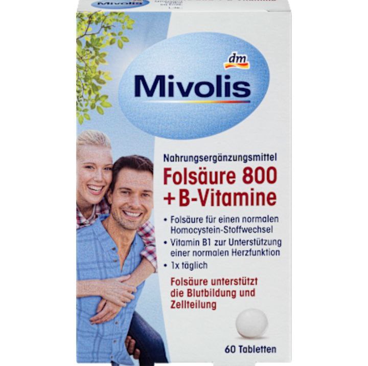 Mivolis Folic Acid 800 + B Vitamins, Tablets 60 Pcs