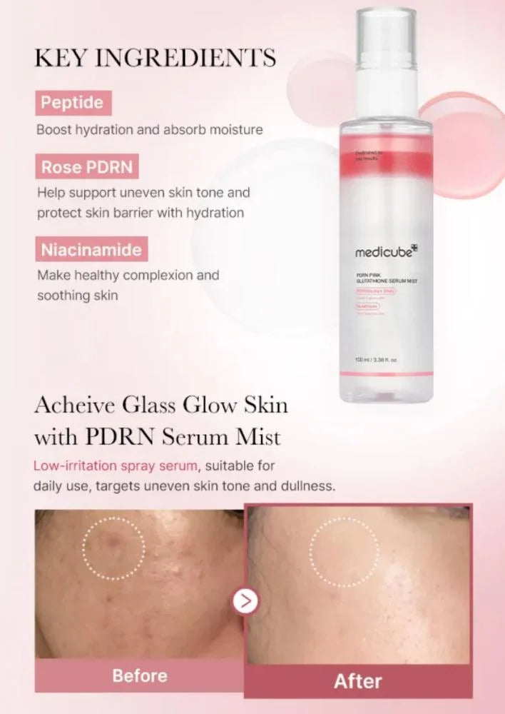 رذاذ مصل الجلوتاثيون الوردي من Medicube PDRN