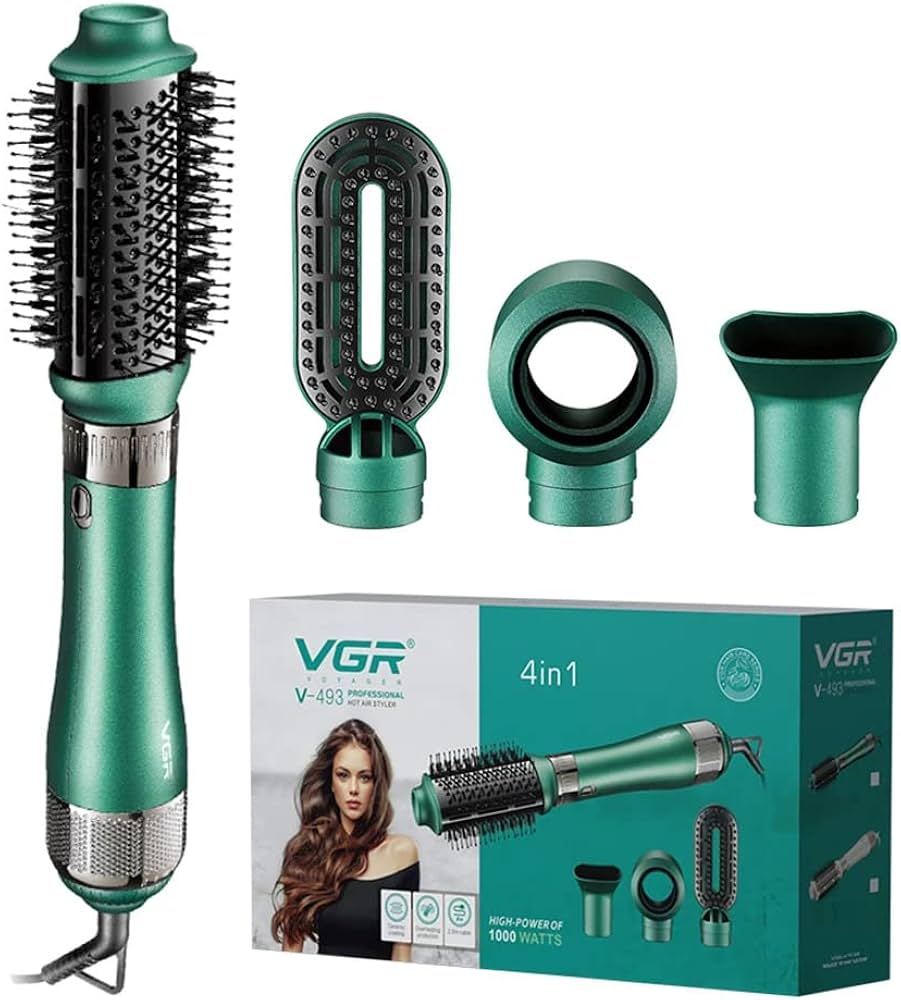VGR 4 In 1 Hair Dryer 1000 Watt - Green V-493