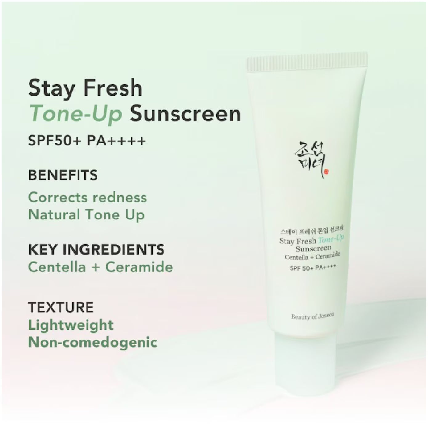 Beauty Of Joseon Stay Fresh Tone-Up Sunscreen Centella + Ceramide SPF 50+ PA++++