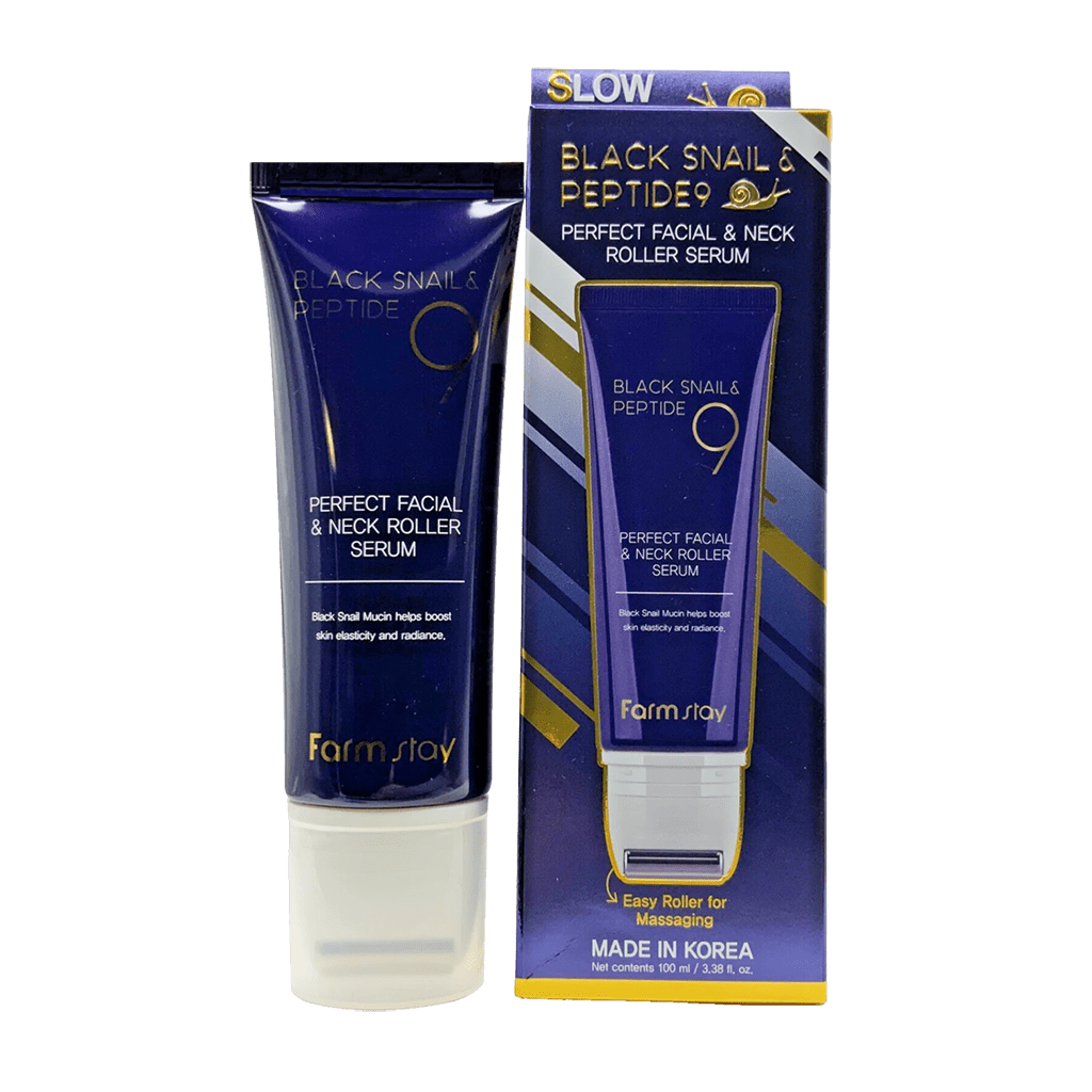 Farmstay Black Snail & Peptide 9 Perfect Facial & Neck Roller Serum
