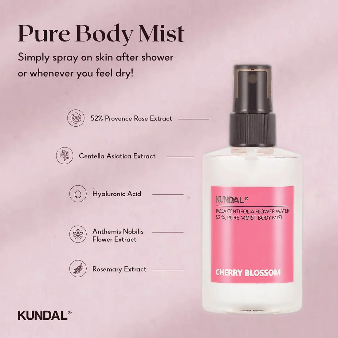 Kundal Rosa Centifolia Flower Water Pure Moist Body Mist