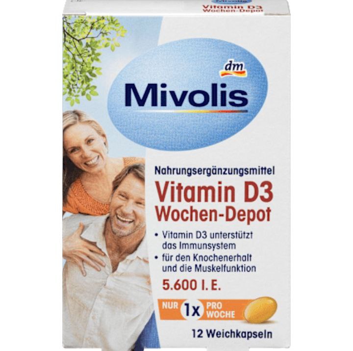 Mivolis Vitamin D3 5600 IU Weekly Depot Soft Capsules 12 pcs