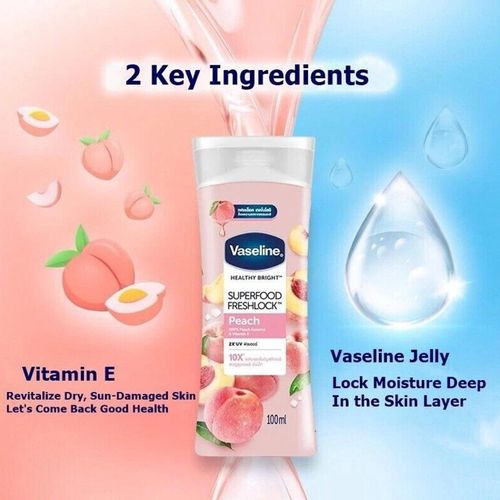 Vaseline Healthy Bright Superfood Peach Essence & Vitamin E Body Lotion
