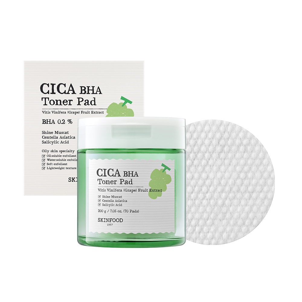 Skinfood Shine Muscat Cica BHA Toner Pad
